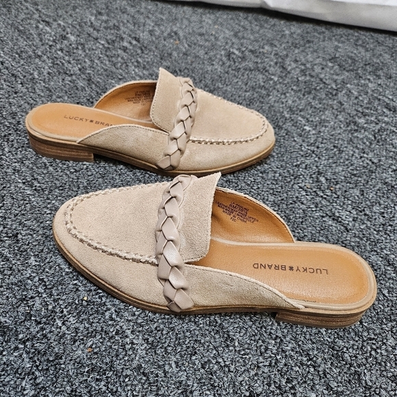 Lucky Brand Panlin Tan Suede Slip On Mule with Braided Accent Size 6 - Picture 4 of 8